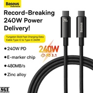 Baseus Tungsten Gold Type C to Type C 240W 5A PD 3.1 3A Super Fast Charging Data Cable for Samsung P