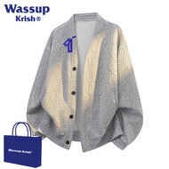 WASSUP KRISH | เสื้อสเวตเตอร์คอวีลายเพชรสำหรับผู้ชาย