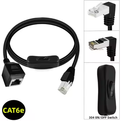 Cat6e RJ45 Extension Cable with On Off Switchs Button RJ45 Cat6 Extension Patchs Cable Extender Cord