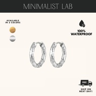 MINIMALIST LAB Titanium Atlas Textured Hoop Earrings | Subang Hoop Unisex | Waterproof Anti Karat & 