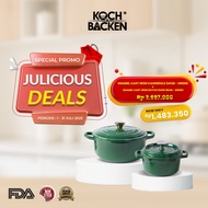 KOCH&BACKEN Bundling Hemat Enamel Cast Iron Casserole 24cm + Enamel Dutch Oven 18cm