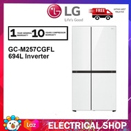 {FREE SHIPPING} LG 694L Side by Side Fridge GC-M257CGFL with Door in Door in White Glass Finish GCM2