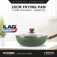 KitchenZ Frying Pan Glass Lid German Ernesto 5 Layer Non Stick Cookware Non Stick Pan -W28-MC