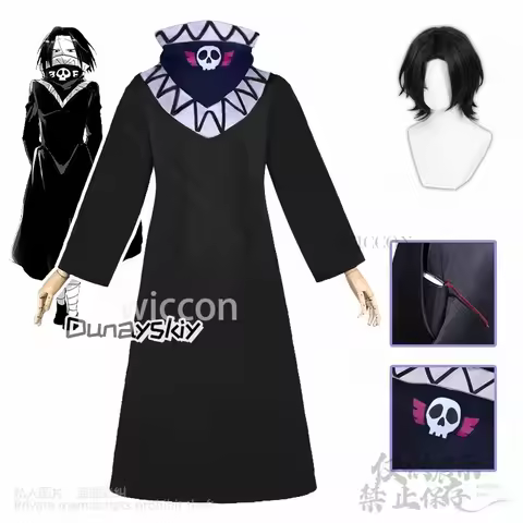 CosplayAnime HxH Cosplay Feitan Pōtoo Costume Black Coat Uniform Dress Wigs For Halloween Christmas 