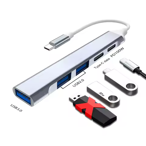 USB C Hub 5 in 1 Ultra Slim Type C USB Hub 100W PD Docking Station USB 2.0 3.0 Splitter for MacBook 