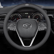 พวงมาลัยรถยนต์หุ้มพวงมาลัยหนังแท้สำหรับ Toyota GR TRD Vios Wish Hilux Yaris Rush GR Corolla Cross Av