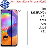LAYAR Samsung A21 A21S A30 A30S A31 Anti-Scratch Glass Full Glue Screen Protector Tempered Glass Scr
