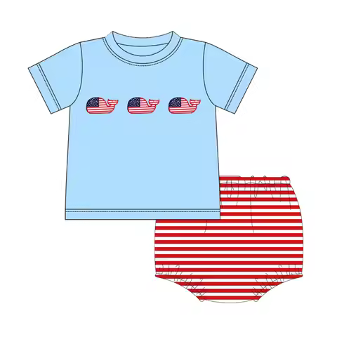 Wholesale Kids Clothes 4th Of July Designer Matching Girls Summer Clothing Sets Pearl Tops Shorts Bo