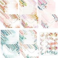 65-Piece Flower Envelope Set, 30 Sheets A5 Writing Paper with 15 Envelopes and 20 Sealing Stickers, 