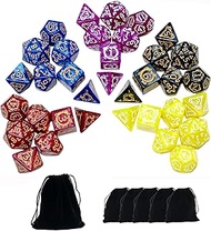 SmartDealsPro Retro Polyhedral Dice Sets with Pouches for D&D DND RPG MTG Dungeon and Dragons Table 