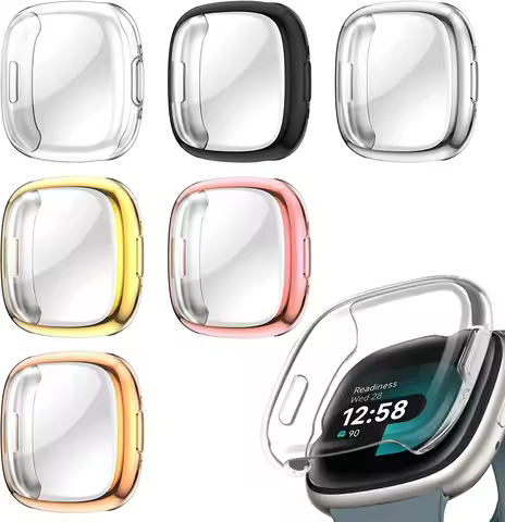 Full Screen Protector Case For Fitbit Versa 4/Sense 2 Soft TPU Screen Protector Cover For Fitbit Ver
