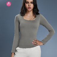 AirActive Women's Yoga clothes  with chest pads fitness sports long-sleeved square neck bottoming sh
