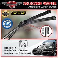 Nano Soft Silicone Car Windshield Wiper 18'' + 26'' 1Set For Honda HRV Civic 2016 Accord 2003 - 2007
