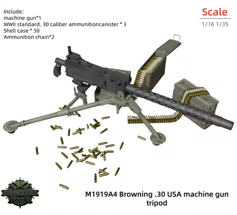 1/16 1/35 Scale M1919A4 Browning .30 USA Machine Gun Tripod Resin Model Kit Miniature Military