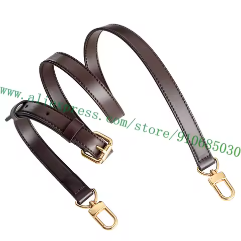 Coffee Brown Smooth Calf Leather Adjustable Shoulder Strap Carry Belt For Designer Women Handbag Lad