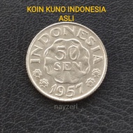 KOIN KUNO 50 SEN INDONESIA 1957 DIPANEGARA UANG LOGAM LAMA ASLI