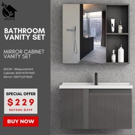 SG Stocks 60CM. Bathroom Basin Vanity Set / Bathroom Cabinet / Aluminium Basin Cabinet with Mirror Cabinet /JL 1004-62