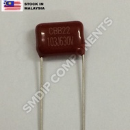5PCS 103J 10nF 5% 630V, Mylar Polyester Film Capacitor, Pitch 10mm