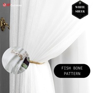 IP CURTAIN Langsir Sheer Fish Bone Putih Tebal Berat Day Curtain Langsir Lining Lapisan Curtain