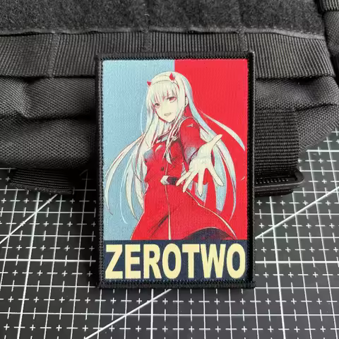 Anime Girls Zero Two Morale Badge DARLING in The FRANXX Character Patch Hook and Loop Printing Tacti