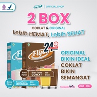 Package of 2 Boxes of Original Flyon Milk & Chocolate, Original Weight Gain Milk, Weight Gain Vitami