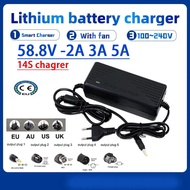 52V 2A 3A 5A Lithium Battery Charger for 14S 58.8V Ebike Scooter Batter Pack Batterywith Cooling Fan