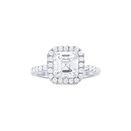 Platinum, 2.01ct Asscher Cut Diamond and Diamond Engagement Ring