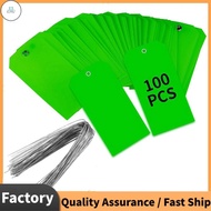KMV 100 Pieces 4 3/4Inch X 2 3/8Inch Plastic Shipping Tags with Wires Blank Labeling Tags Waterproof