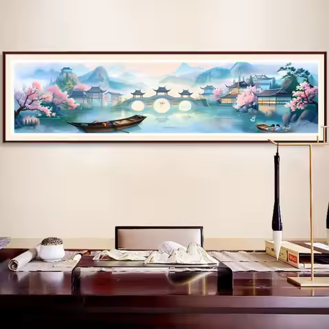 9CT 11ct 175x45cm Jiangnan beautiful scenery Embroidery DIY Chinese Printed Cross Stitch Kit Needlew