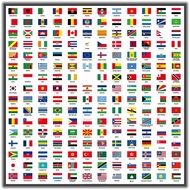 192Pcs Stickers of Flags of Various Countries of the World PVC Waterproof Sticker
