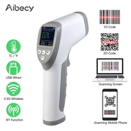 Aibecy Handheld 3-in-1 Barcode Scanner Forehead Thermometer 1D/2D/QR Bar Code Reader Support BT & 2.