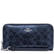 Coach Long Zip Around Wallet In Signature Canvas - Dark Denim CAO78
