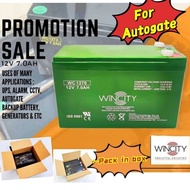 WSS Wincity 12v 7.0ah 7ah Rechargeable autogate battery