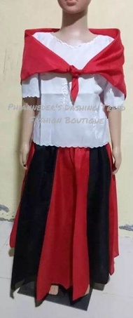 Filipiniana Terno Umbrella Skirt with Kimona Gina and Scarf For Kids