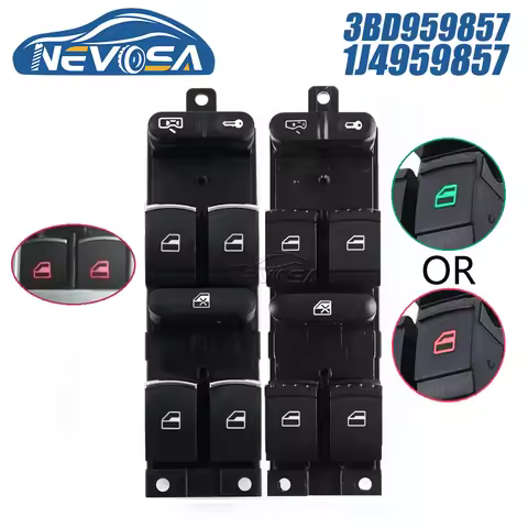 NEVOSA 3BD959857 1J4959857 Chrome Window Control Switch For VW Golf 4 GTI Jetta MK4 BORA BEETLE Pass