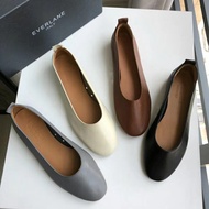 DANDTEverlane Women's Shoes Retro Time Comfortable Genuine Leather Sheepskin Flat Shallow Mouth Slip