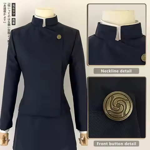 Jujutsu JJK Manga Anime Maki Zenin Cosplay Costume Wig Dark Blue Jacket Skirt Rose Net Synthetic Hal