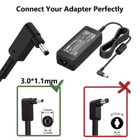 45W AC Adapter For Acer laptop Charger 19V 2.37A 3.0x1.1mm Compatible With Acer Chromebook Aspire Sw