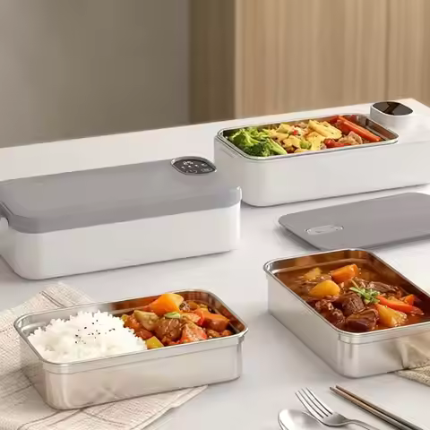 Heated Lunch Box Rechargeable Portable Warmer Portable Electric Lunch Box with Stainless Steel Conta