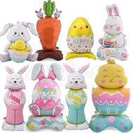59 Inch Happy Easter Standing Bunny with Base Balloons Inflatable Cartoon Bunny Eggs/Chick/Carrot Fo