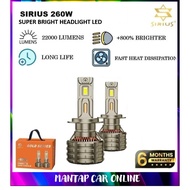 Sirius 260W Super Bright Car Headlight LED Bulb 12V H1 H4 H7 H8 H11 9005 HB3 9006 HB4 D1S D2S D3S D4