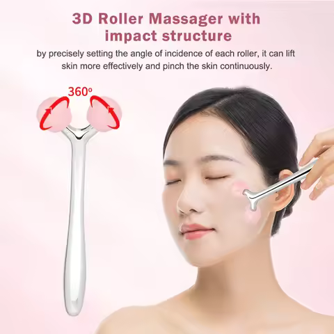 2in1 Manual 3D Face Roller Women Man Face Relax Massager Facial Massager Y Shape Facial Roller Massa