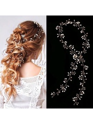 1套手工珍珠和水晶頭飾,包括頭帶和發簪,適用於婚禮服裝,伴娘禮服,舞會,晚宴,優雅時尚