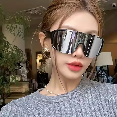 4PCS Fashionable and Lightweight Sports Glasses Large Frame Windproof Glasses Reflective Lenses Road