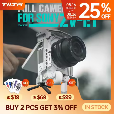 TILTA for Sony ZV-E1 zve1 Cage Camera Kit Silver TA-T35-A-S with Silicone Grip Dslr Rig Cold Shoe Na