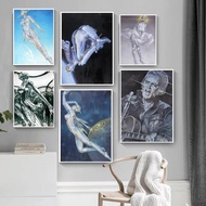 Seni Abstrak Moden H-Hajime & S-Sorayama Poster Seksi Cetakan Kanvas Lukisan Dinding untuk Hiasan Ru