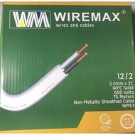 ♞,♘WIREMAX PDX NON - METALLIC 75METER 12/2 (2.0mm/2C) Electrical Wire 100% PURE COPPER