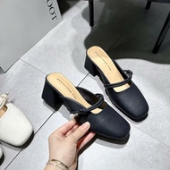 Dép sục nữ Cao gót 5cm mũi vuông chất da mềm êm chân