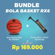 Basket Bundle Bola Basket Rx6 (Rubber) + Pompa Bola Ballerbro [Terlaris] [Original]