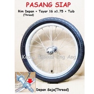 16 x1.75 PASANG SIAP rim - rim 16" basikal , tayar 16 x1.75 dan tuib . Terus pasang kat tayar basika
